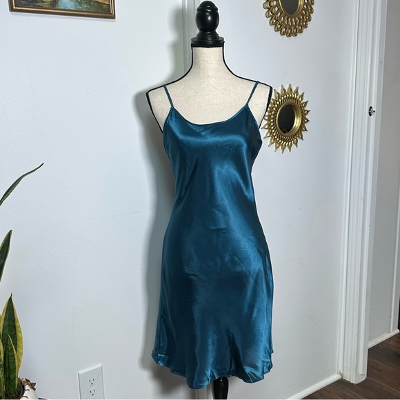 Ssshhh Intimates Teal Blue Satin Slip Dress/Womens Size Small (see measurements) - Picture 2 of 12